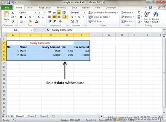 Select Data with mouse